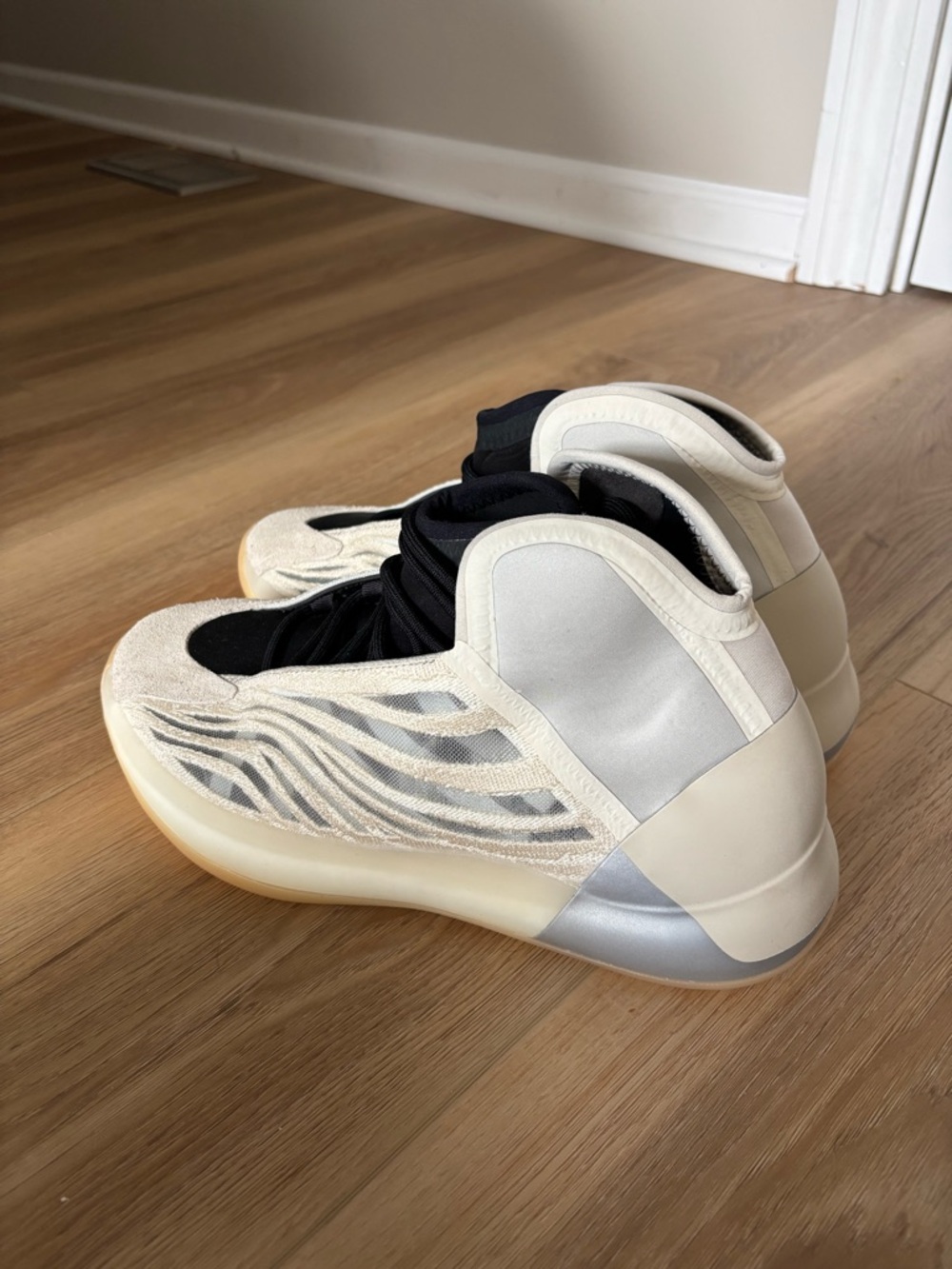Men's Cream and Black High-Top Athletic Sneakers
